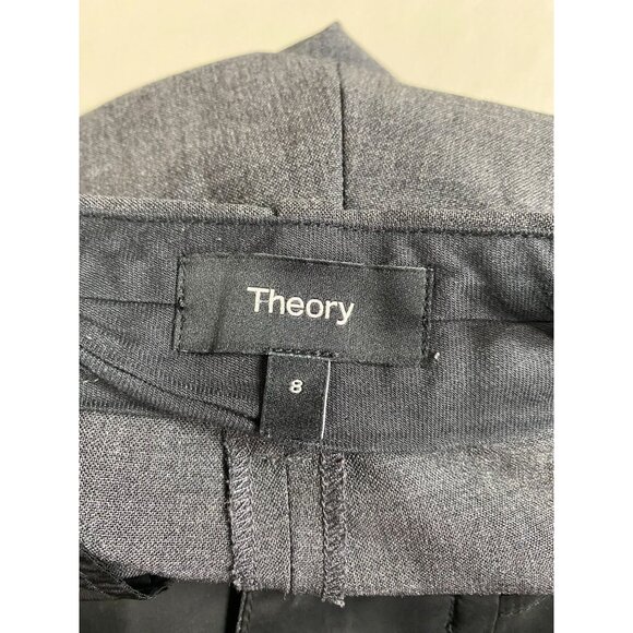 Theory Women Gray Wool Dress Pants Size 8 Trouser Career Formal Capsule Straight - Picture 3 of 16